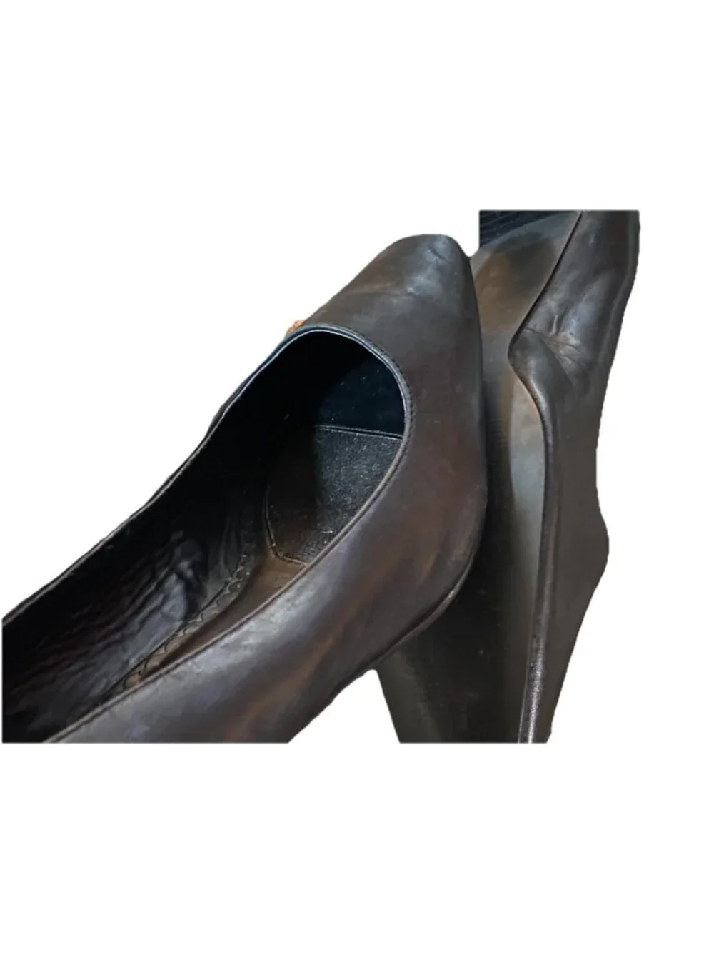 Croft Barrow Black Leather 3" Heels Pump 11M Classic Square Toe Cushioned - Picture 4 of 4